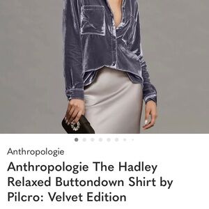 Anthropologie Velvet Button-Up in Deep Gray